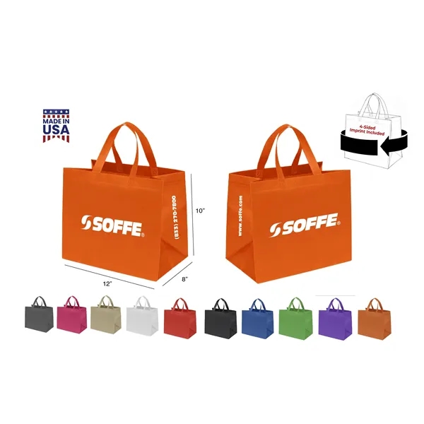CUSTOM NON WOVEN TOTE - WRAP 4-SIDED PRINT INCLUDED... from ASI 30112 ACE Products