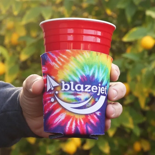 Polyester foam insulated party cup beverage holder with four-color process imprint... from ASI 61966 HPG / Best Promotions USA