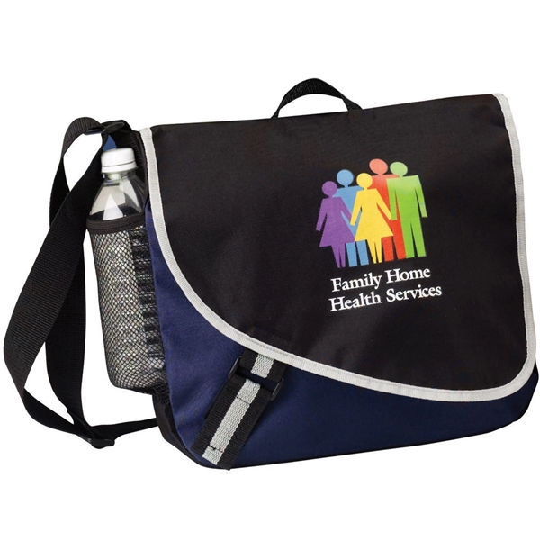 Made of 600d polyester, this sporty, modern messenger features a front... from ASI 79384 Preferred Nation Inc