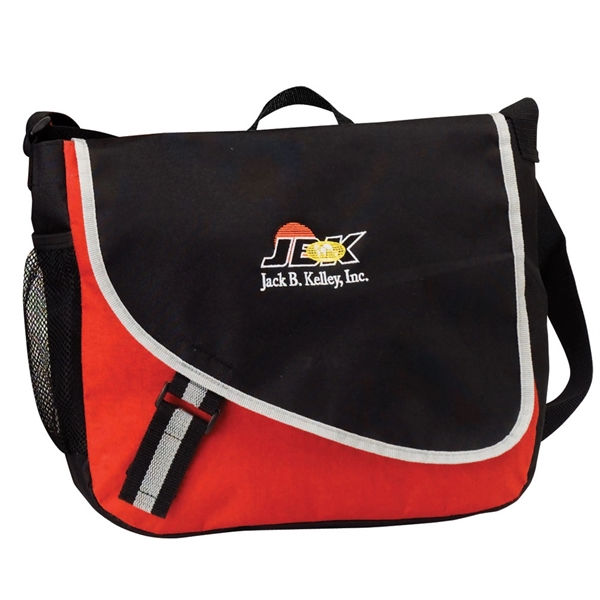 Made of 600d polyester, this sporty, modern messenger features a front... from ASI 79384 Preferred Nation Inc