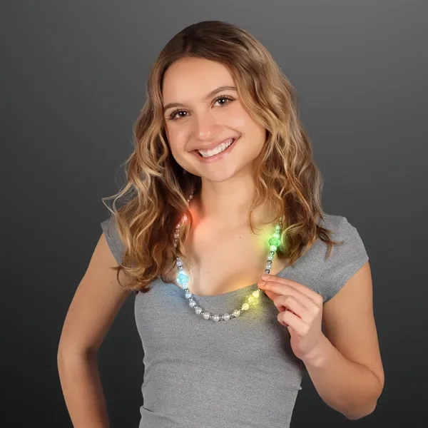 Novelty Pearl White Beads Light Up Short Necklace; Blank Pricing... from ASI 34194 ALightPromos