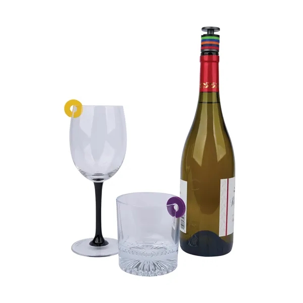 Rocco Aluminum Bottle Stopper with Glass Markers... from ASI 67866 Logomark/Valumark