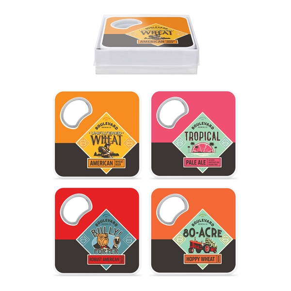 High impact, heat resistant plastic coaster with nickel plated opener and... from ASI 34040 Alexander Mfg Co