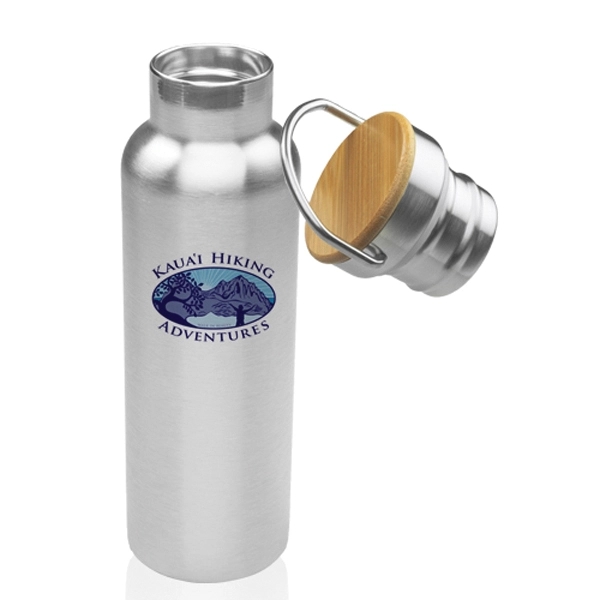 BPA free 20 oz. wood top stainless steel water bottle with... from ASI 39552 BEL Promo