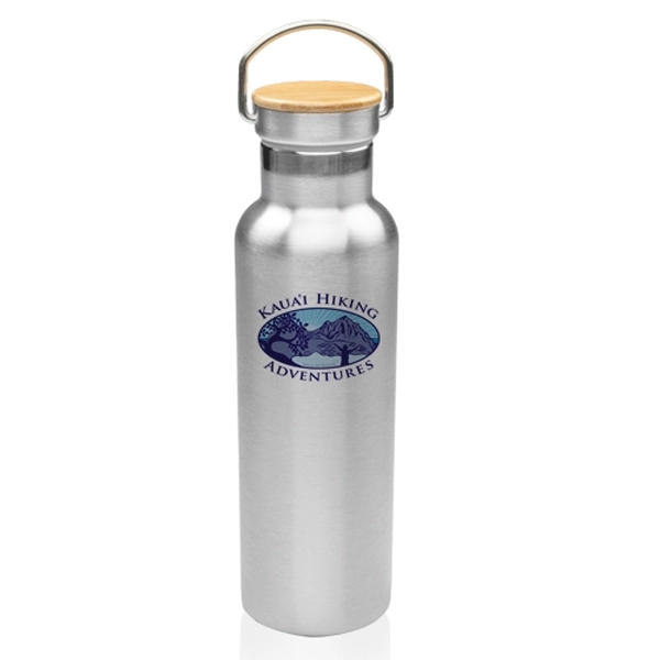 BPA free 20 oz. wood top stainless steel water bottle with... from ASI 39552 BEL Promo