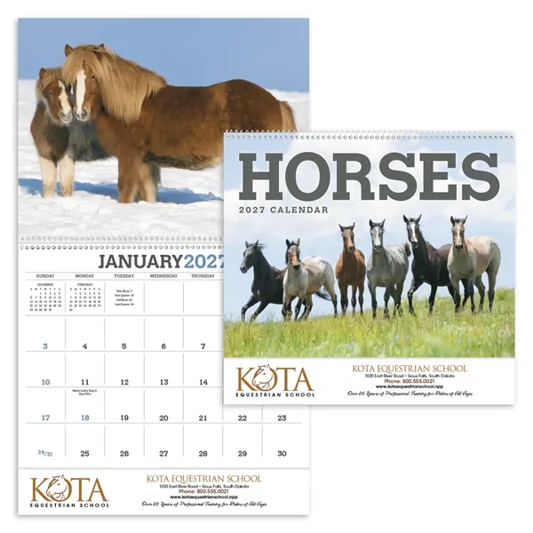 11 x 19 2024 Horse calendar on #70 paper with UV-coated... from ASI 40480 Koozie Group / Norwood Triumph Calendar