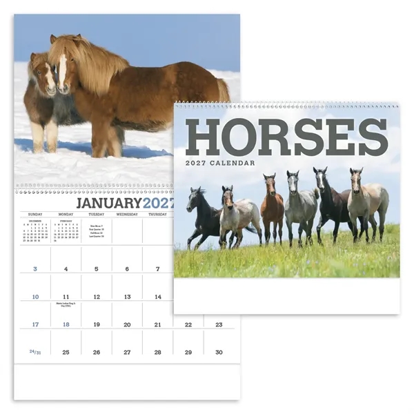11 x 19 2024 Horse calendar on #70 paper with UV-coated... from ASI 40480 Koozie Group / Norwood Triumph Calendar