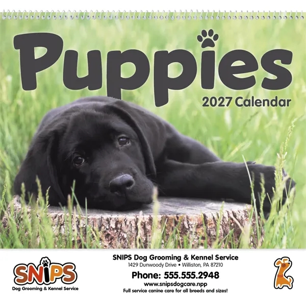 11 x 19 2024 Puppies calendar on 70# glossy paper with... from ASI 40480 Koozie Group / Norwood Triumph Calendar