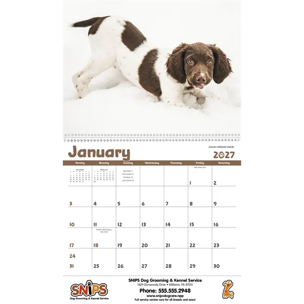 11 x 19 2024 Puppies calendar on 70# glossy paper with... from ASI 40480 Koozie Group / Norwood Triumph Calendar