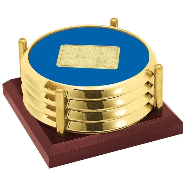 Four Coasters with Solid Cherry Tray... from ASI 40480 Koozie Group