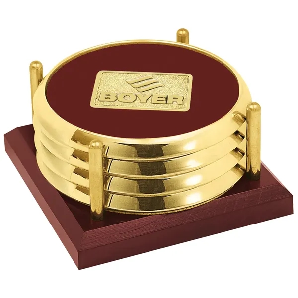 Four Coasters with Solid Cherry Tray... from ASI 40480 Koozie Group