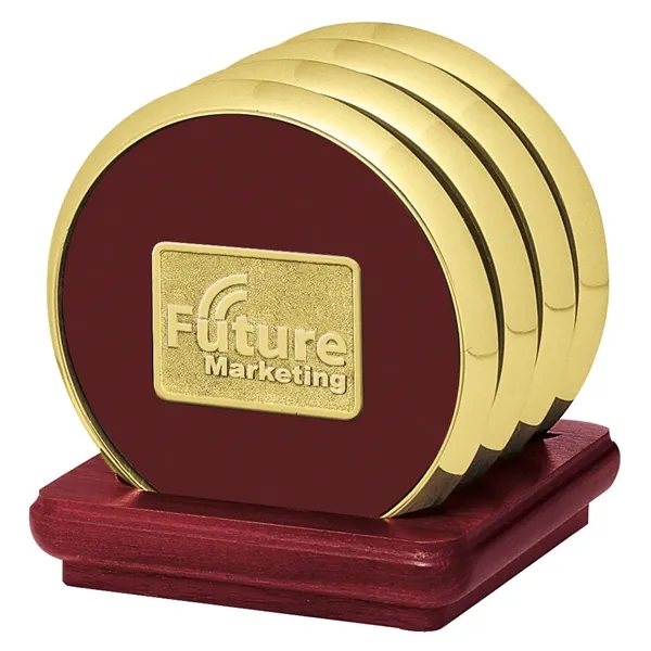 Four Coasters with Solid Cherry Stand... from ASI 40480 Koozie Group / Norwood