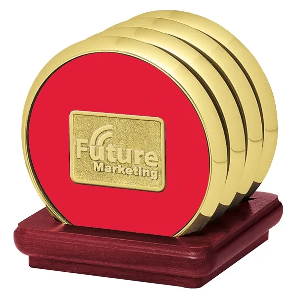 Four Coasters with Solid Cherry Stand... from ASI 40480 Koozie Group / Norwood