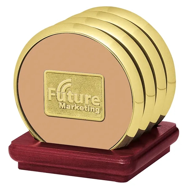 Four Coasters with Solid Cherry Stand... from ASI 40480 Koozie Group / Norwood