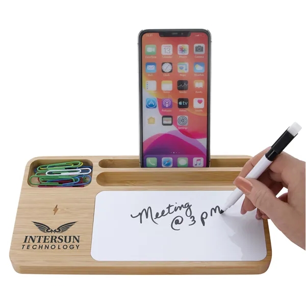Bamboo 10W Wireless Charging Base with Dry Erase Board... from ASI 40480 Koozie Group