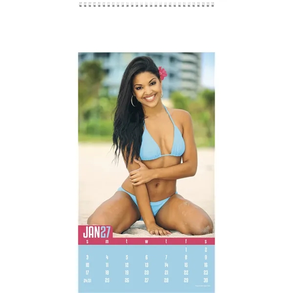 9 x 19 2024 Swimsuit calendar on 70# glossy paper.... from ASI 40480 Koozie Group / Norwood Triumph Calendar
