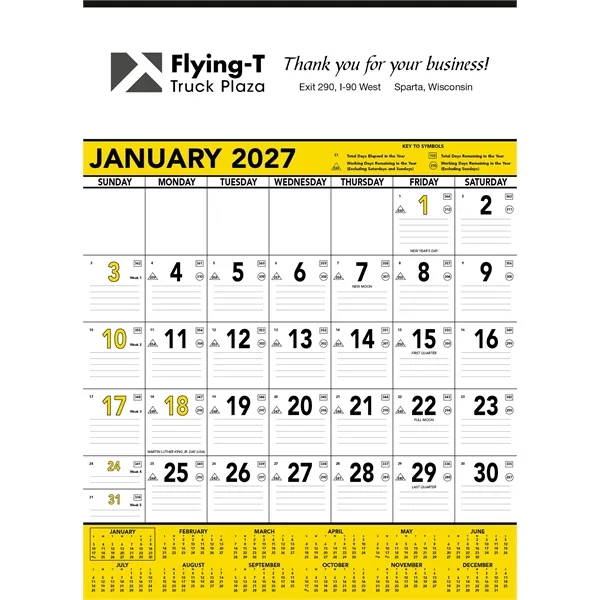 Triumph® Calendars Yellow & Black Contractor Memo... from ASI 40480 Koozie Group / Norwood Triumph Calendar