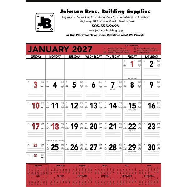 Triumph® Calendars Red & Black Contractor Memo... from ASI 40480 Koozie Group / Norwood Triumph Calendar