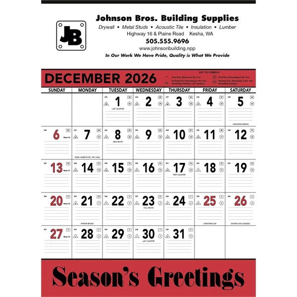 Triumph® Calendars Red & Black Contractor Memo... from ASI 40480 Koozie Group / Norwood Triumph Calendar