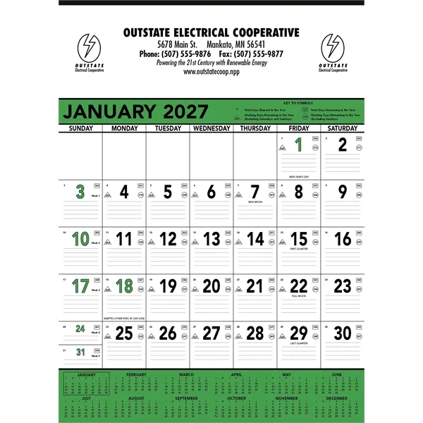 Triumph® Calendars Green & Black Contractor Memo... from ASI 40480 Koozie Group / Norwood Triumph Calendar