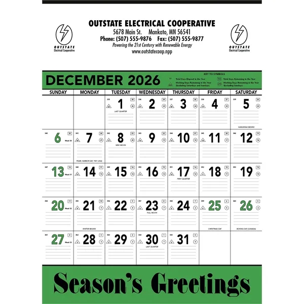 Triumph® Calendars Green & Black Contractor Memo... from ASI 40480 Koozie Group / Norwood Triumph Calendar