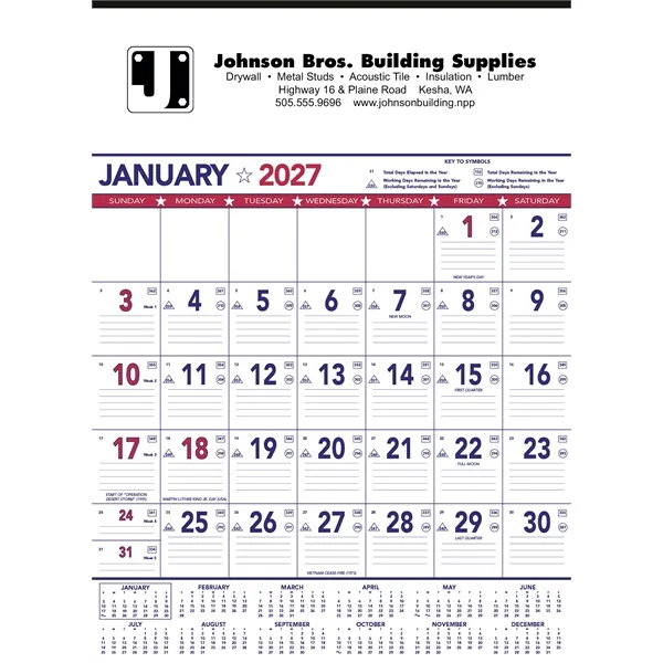 Triumph® Calendars Patriotic Contractor Memo... from ASI 40480 Koozie Group / Norwood Triumph Calendar