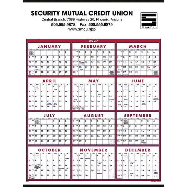 22 x 29 Span-A-Year 2024 calendar on 80# matte paper stock.... from ASI 40480 Koozie Group / Norwood Triumph Calendar