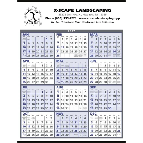 2024 Span-A-Year 22 x 29 wall calendar with blue and gray... from ASI 40480 Koozie Group / Norwood Triumph Calendar