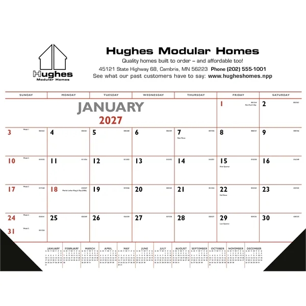 Red & Black Desk Pad with Vinyl Corners... from ASI 40480 Koozie Group / Norwood Triumph Calendar