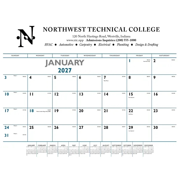 Blue & Black Desk Pad... from ASI 40480 Koozie Group / Norwood Triumph Calendar