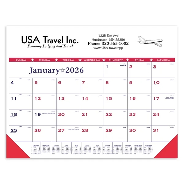 Patriotic Desk Pad with Vinyl Corners... from ASI 40480 Koozie Group / Norwood Triumph Calendar