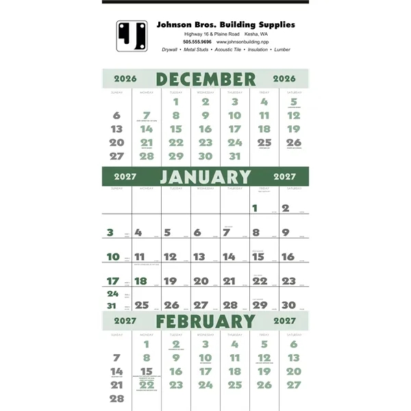 3-Month Planner (12 Sheet)... from ASI 40480 Koozie Group / Norwood Triumph Calendar