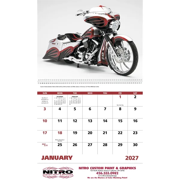 11 x 19 2024 Motorcycles calendar on #60 glossy paper with... from ASI 40480 Koozie Group / Norwood Triumph Calendar