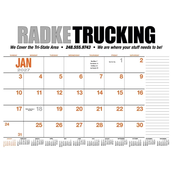 13-Month Desk Pad Calendar... from ASI 40480 Koozie Group / HotLine®