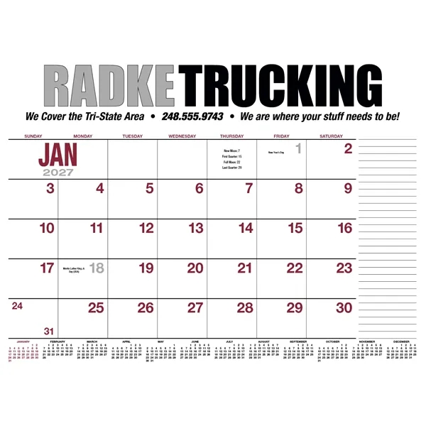 13-Month Desk Pad Calendar... from ASI 40480 Koozie Group / HotLine®