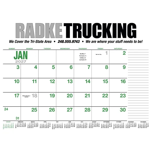 13-Month Desk Pad Calendar... from ASI 40480 Koozie Group / HotLine®