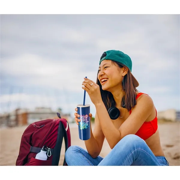 Double-Wall Stainless Steel Tumbler with Bamboo Lid and S...... from ASI 40480 Koozie Group