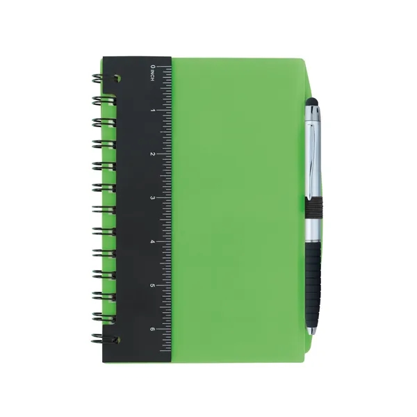 5'' x 7'' Ruler Notebook with Flags and Stylus Pen... from ASI 40480 Koozie Group / Norwood