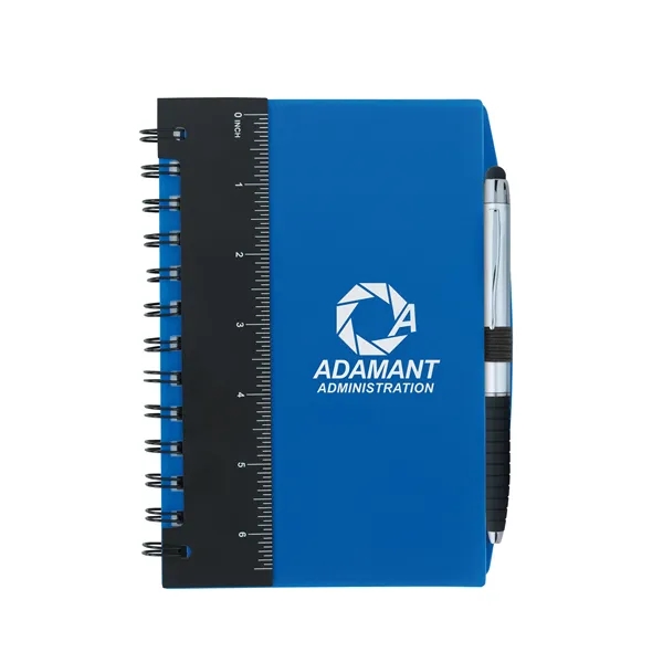5'' x 7'' Ruler Notebook with Flags and Stylus Pen... from ASI 40480 Koozie Group / Norwood