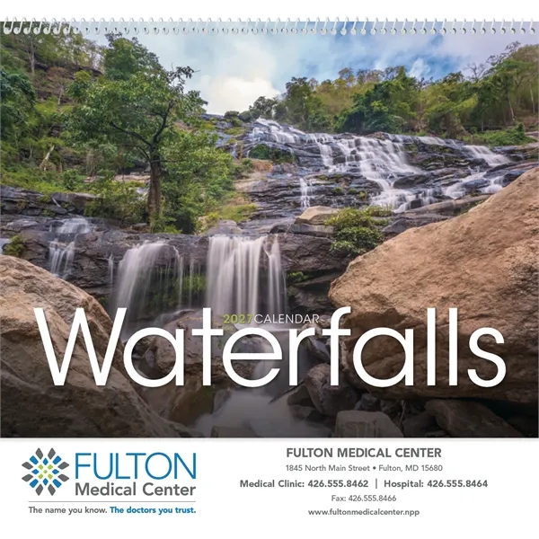 11 x 19 2024 Waterfalls calendar on 70# glossy paper with... from ASI 40480 Koozie Group / Norwood Triumph Calendar