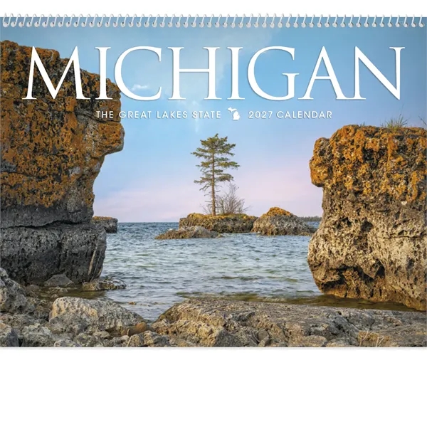 11 x 19 2024 Michigan calendar on 70# glossy paper with... from ASI 40480 Koozie Group / Norwood Triumph Calendar
