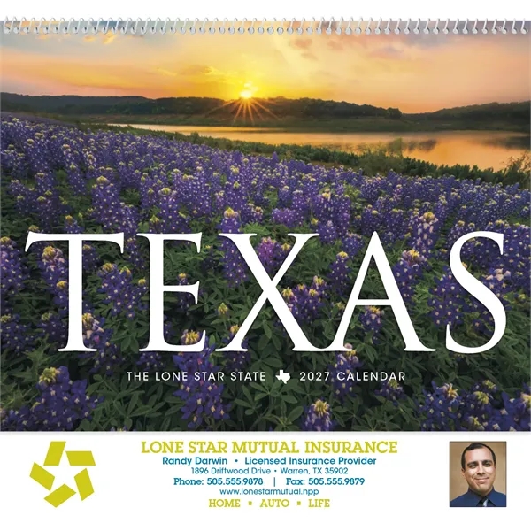 11 x 19 2024 Texas calendar on 70# glossy paper with... from ASI 40480 Koozie Group / Norwood Triumph Calendar