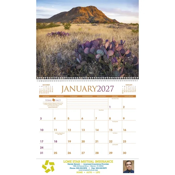 11 x 19 2024 Texas calendar on 70# glossy paper with... from ASI 40480 Koozie Group / Norwood Triumph Calendar