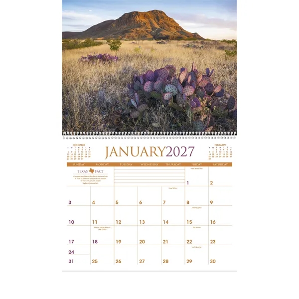 11 x 19 2024 Texas calendar on 70# glossy paper with... from ASI 40480 Koozie Group / Norwood Triumph Calendar