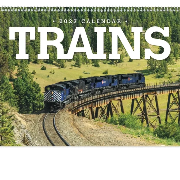 11 x 19 2024 Trains calendar on 70# glossy paper with... from ASI 40480 Koozie Group / Norwood Triumph Calendar