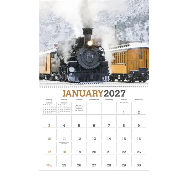 11 x 19 2024 Trains calendar on 70# glossy paper with... from ASI 40480 Koozie Group / Norwood Triumph Calendar