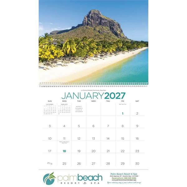 11 x 19 2024 Beaches calendar on 70# glossy paper with... from ASI 40480 Koozie Group / Norwood Triumph Calendar