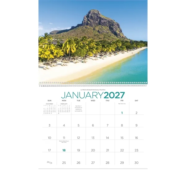 11 x 19 2024 Beaches calendar on 70# glossy paper with... from ASI 40480 Koozie Group / Norwood Triumph Calendar