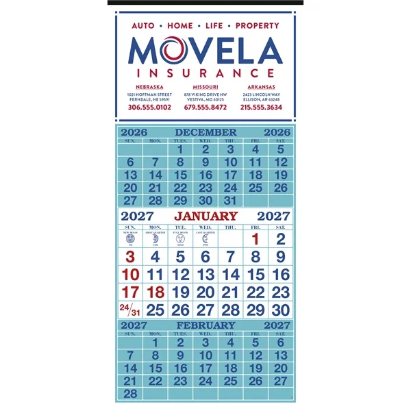 3-Month Display 12-Sheet Calendar... from ASI 40480 Koozie Group