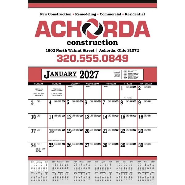 Contractor's 12-Sheet Calendar... from ASI 40480 Koozie Group